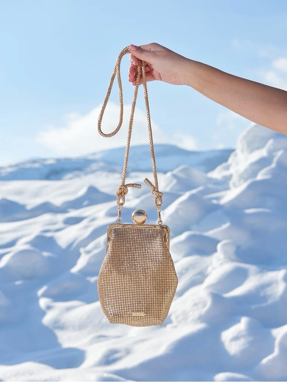 Cult Gaia RARE Maris Evening Bag, brushed gold Art Deco